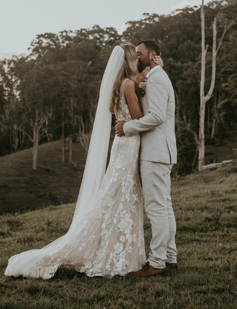 Lace Sleeveless V-neck Backless Long Mermaid Wedding Dresses, FC1862