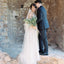 Long A-Line Tulle Wedding Dress, Lace V-Neck Backless Wedding Dress, D1396