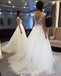 Cap Sleeve Long A-Line Wedding Dress, Applique Elegant Tulle Wedding Dress, D1441