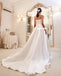 Honest A-line Satin Straight Neckline Backless Wedding Dresses, FC4320