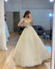 Elegant A-line Spaghetti Straps Backless Sparkle Wedding Dresses, FC5831